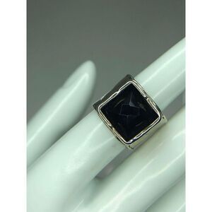 1165 Silpada Smoky Quartz Hammered Wide Band Sterling Silver Ring size 6